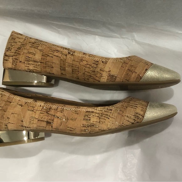 Anne Klein flex cork gold cap toe gold block heel pumps‎ size 10 brand new - Picture 7 of 17